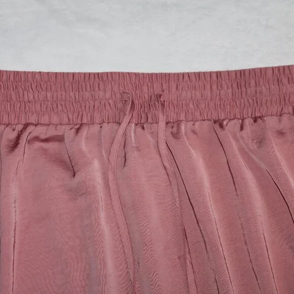 A New Day Pink Silk Midi Mid-length Skirt with Slit and High-waist Draw-string - Picture 3 of 4